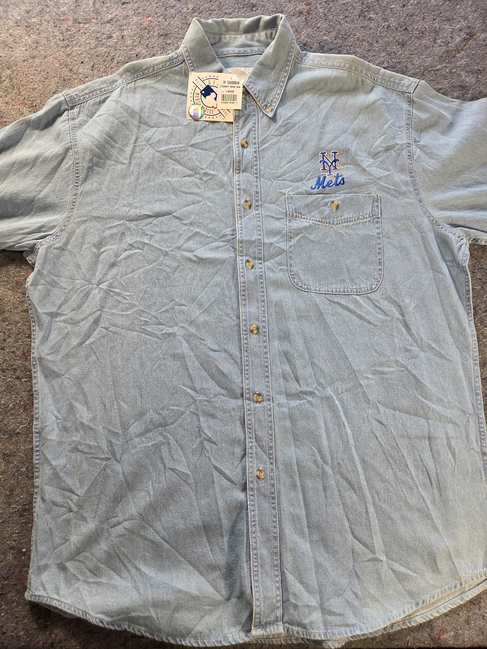 Vintage 2003 Lee Sport New York Mets Denim Shirt Men’s Large NWT MLB Embroidered